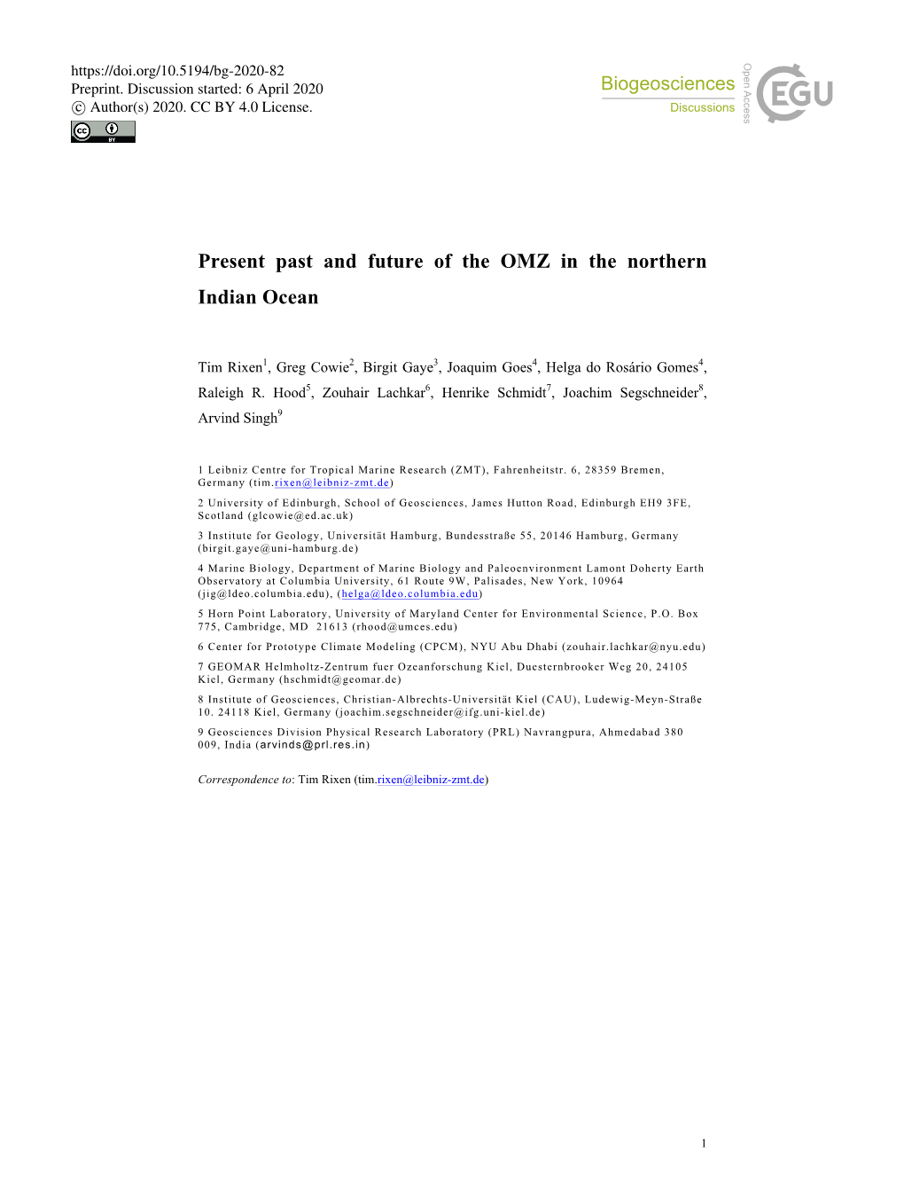 Present Past and Future of the OMZ in the Northern Indian Ocean