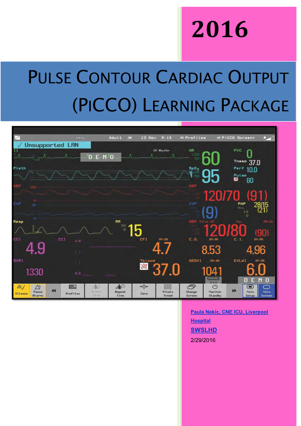 Pulse Contour Cardiac Output Picco Learning Package Docslib