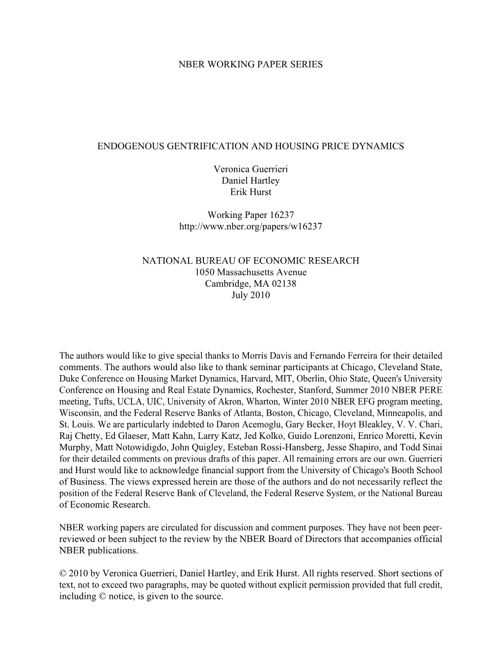 Endogenous Gentrification and Housing Price Dynamics