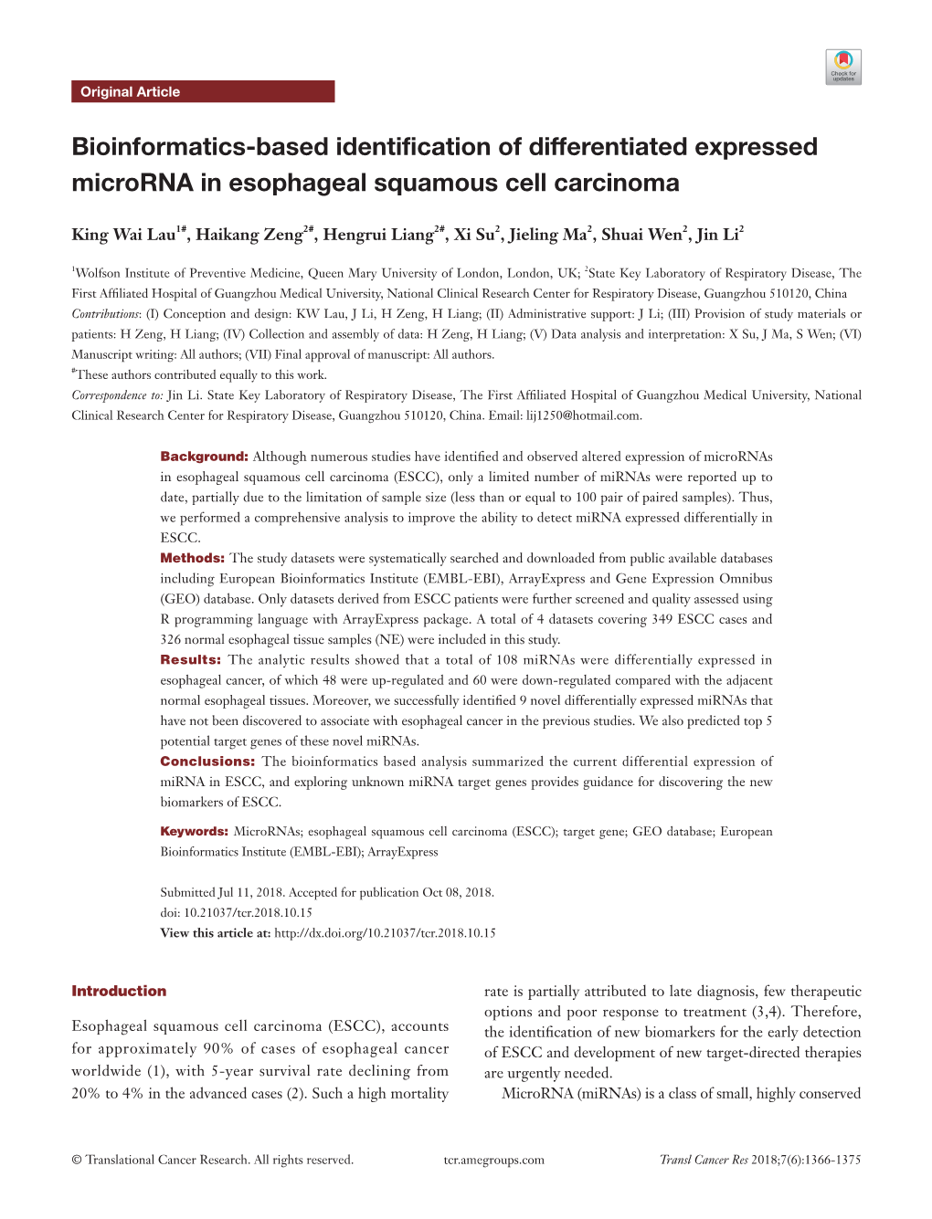 Bioinformatics Based Identification Of Differentiated Expressed