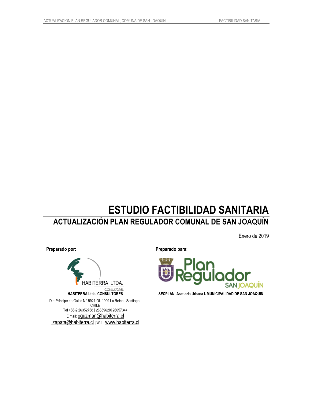 Estudio Factibilidad Sanitaria Actualización Plan Regulador Comunal De