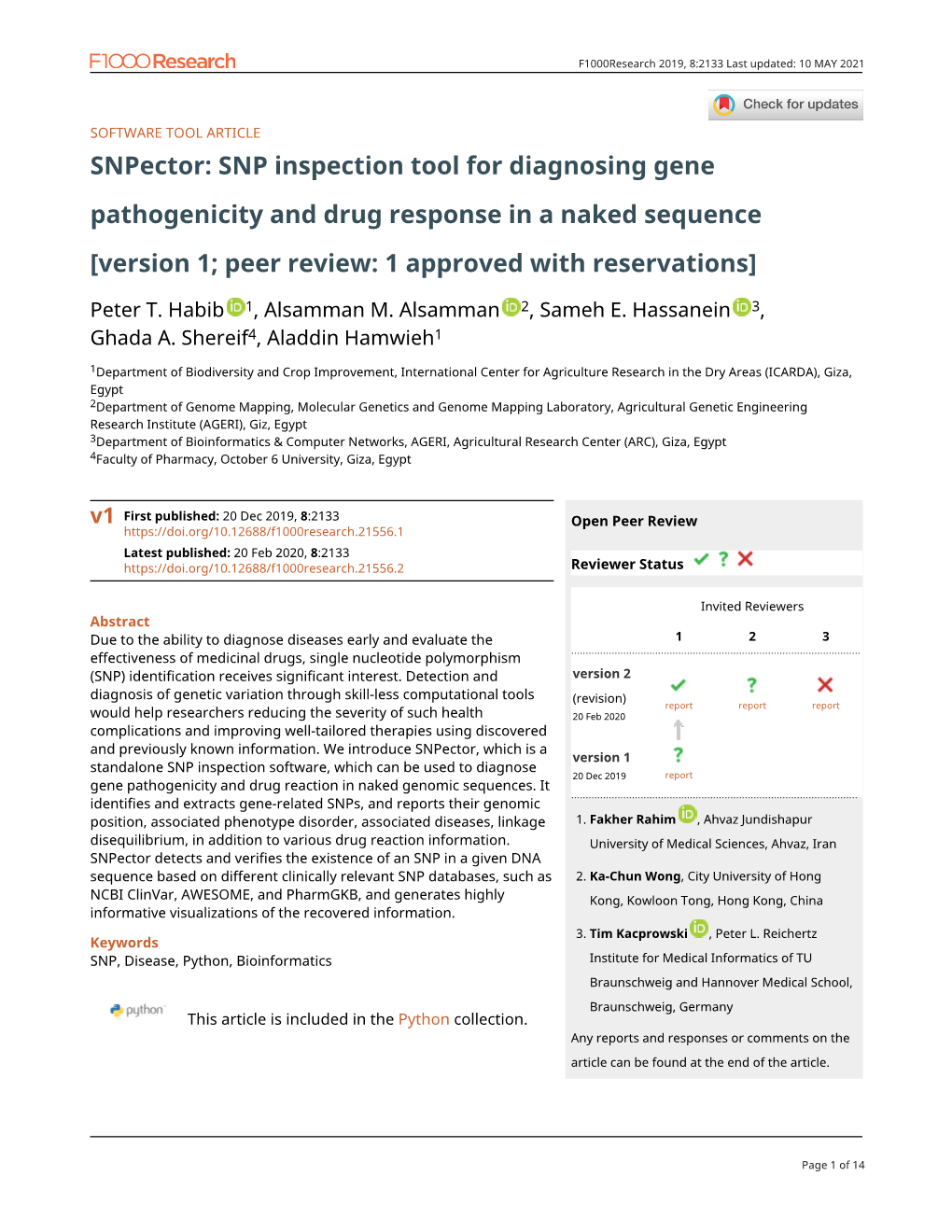 Snp Inspection Tool For Diagnosing Gene Pathogenicity And Drug Response In A Naked Sequence