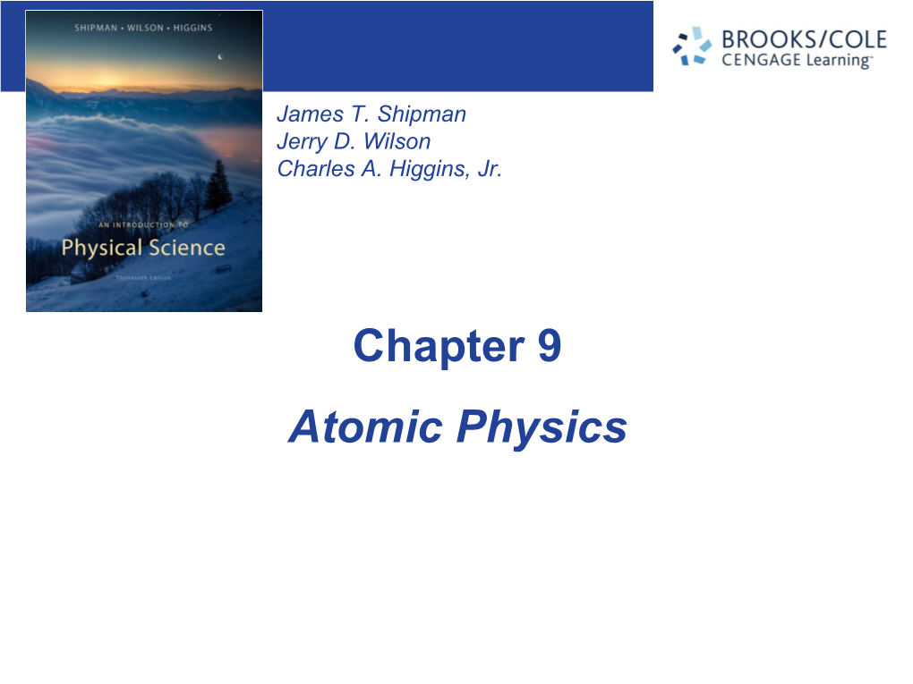 Atomic Physics Sections 9.1-9.7