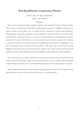 Non-Equilibrium Continuum Physics