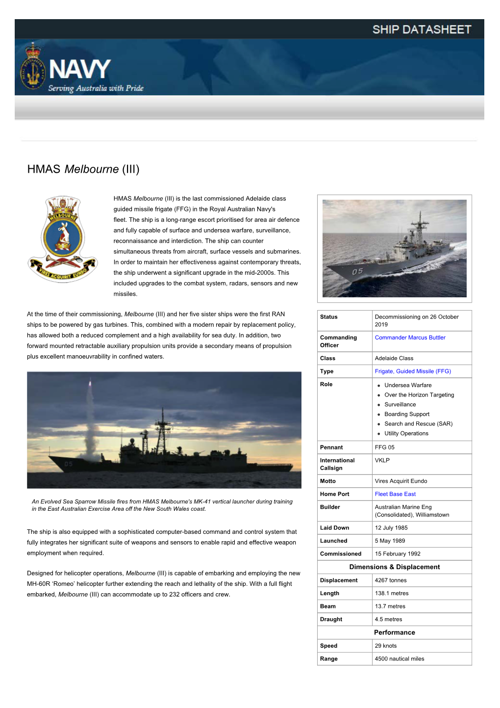 Hmas Melbourne Iii Royal Australian Navy Docslib