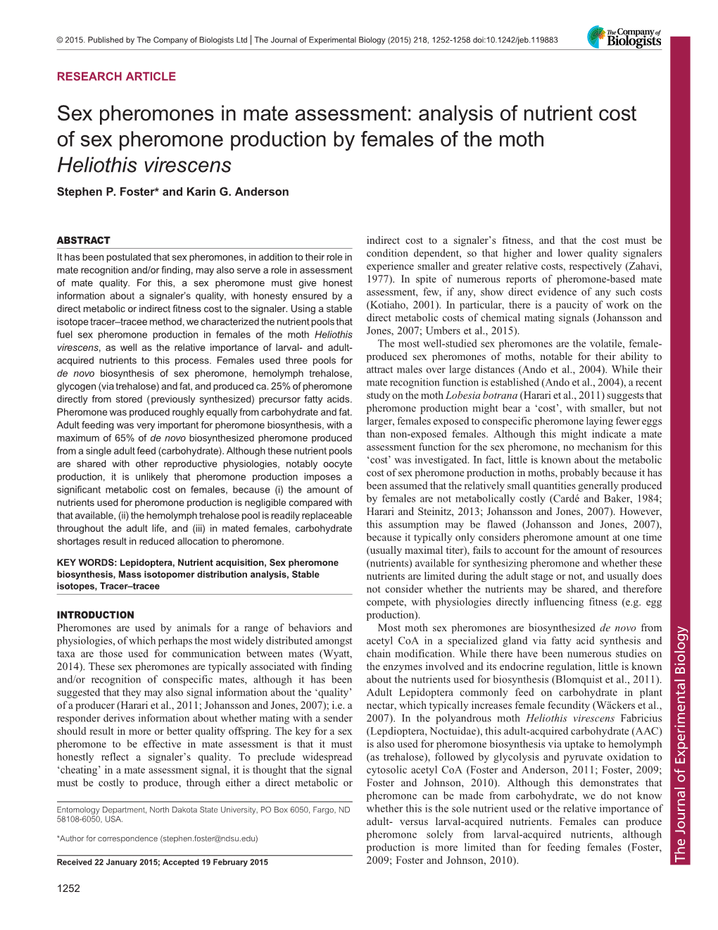 Sex Pheromones In Mate Assessment Analysis Of Nutrient Cost Of Sex