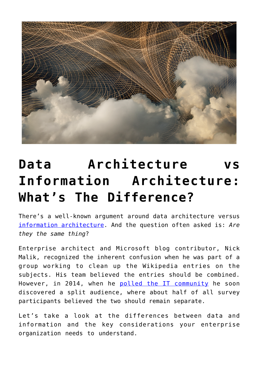 Data Architecture Vs Information Architecture Whats The Difference