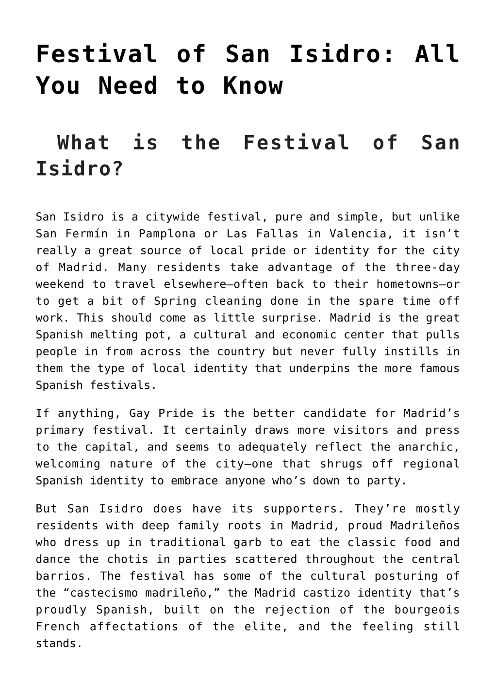 Festival Of San Isidro All You Need To Know Docslib