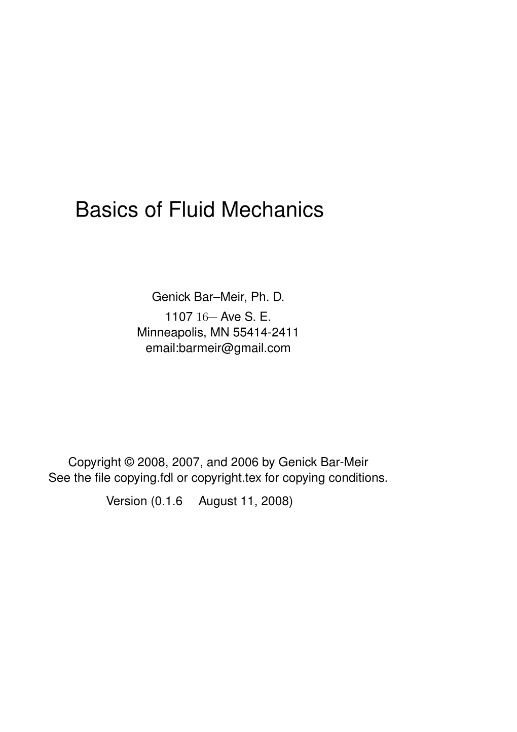 Basics of Fluid Mechanics
