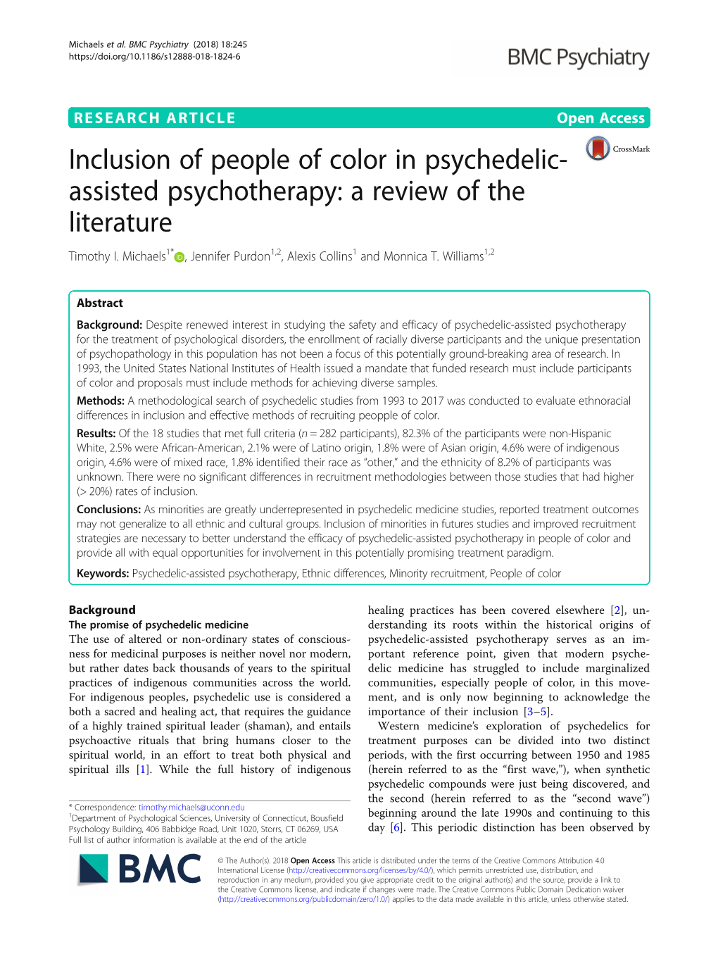 Inclusion Of People Of Color In Psychedelic Assisted Psychotherapy