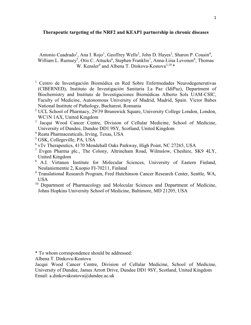 Therapeutic Targeting of the NRF2 and KEAP1 Partnership in Chronic Diseases