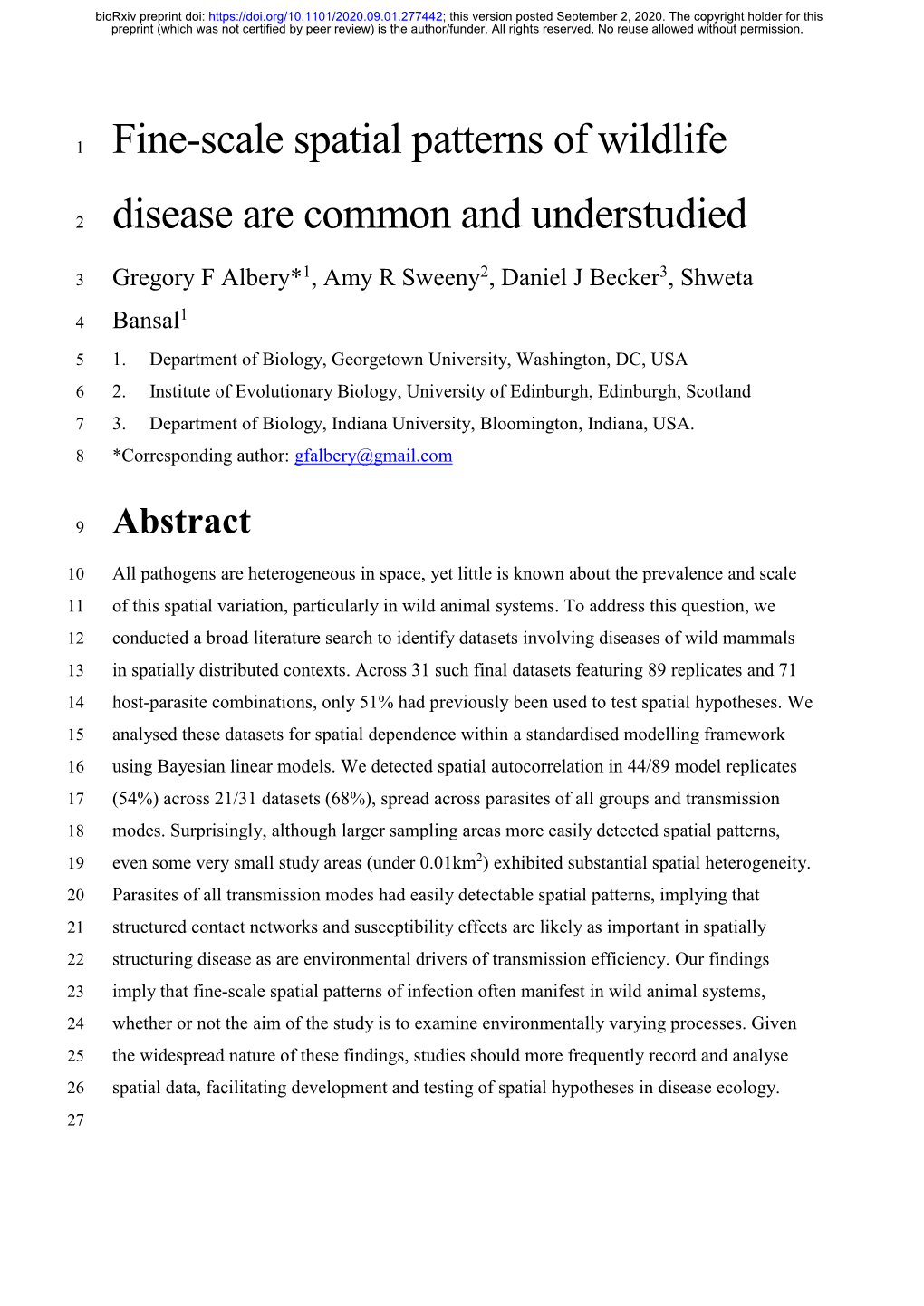 Fine-Scale Spatial Patterns of Wildlife Disease Are Common And
