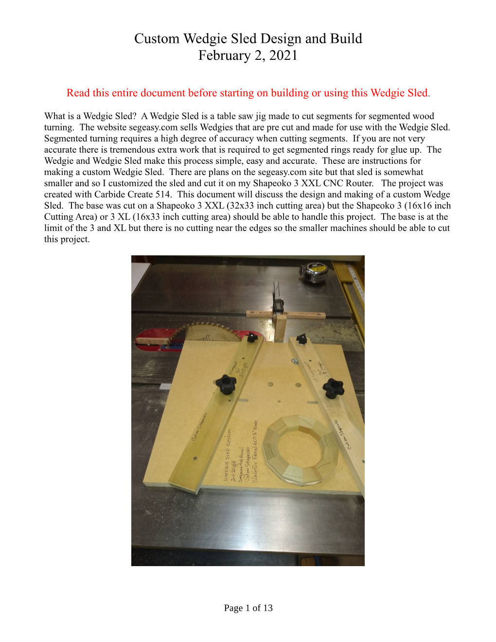 Custom Wedgie Sled Design and Build February 2, 2021