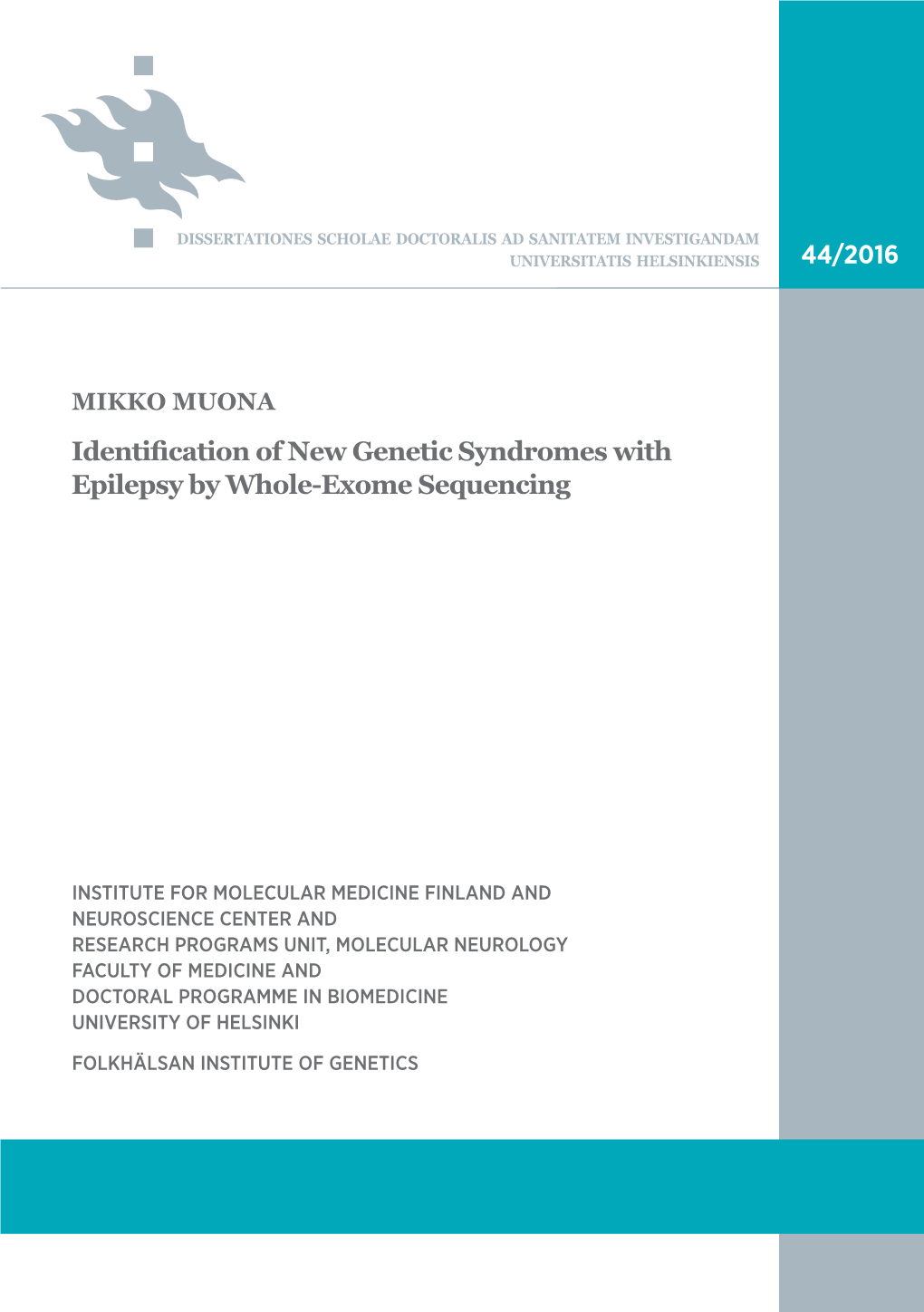 Dentification of New Genetic Syndromes with Epilepsy by Whole