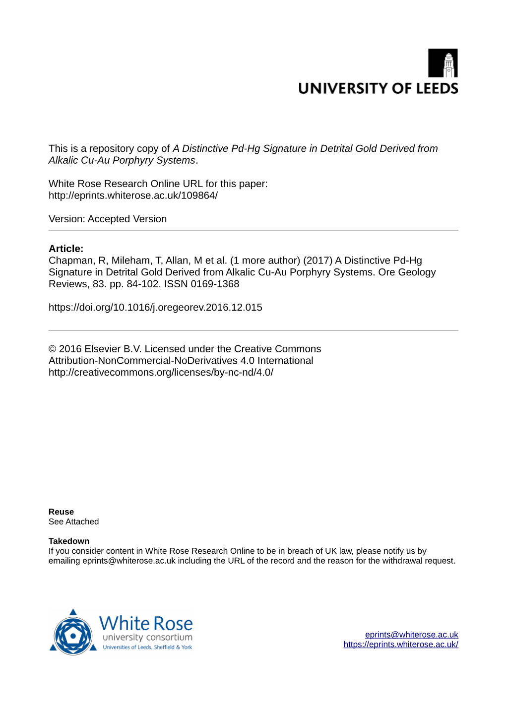 A Distinctive Pd-Hg Signature in Detrital Gold Derived from Alkalic Cu-Au Porphyry Systems