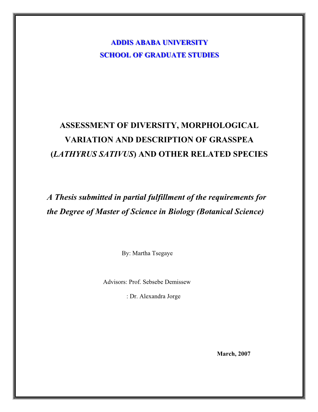 (Lathyrus Sativus) and Other Related Species A