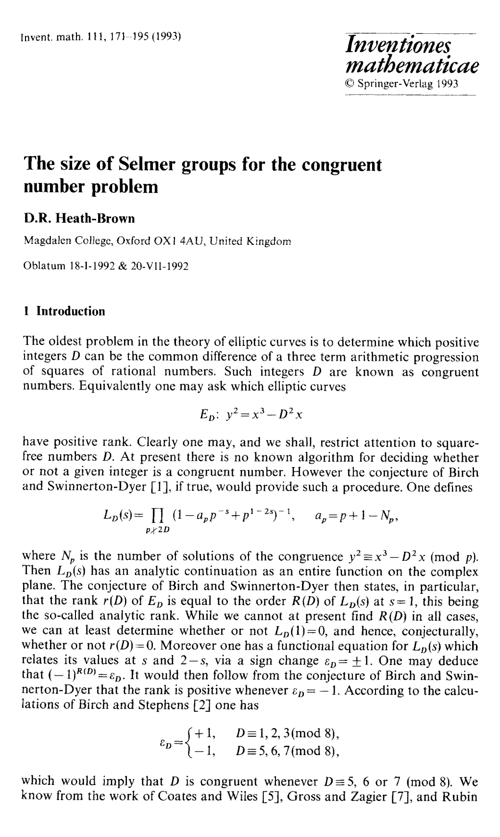 The Size of Selmer Groups for the Congruent Number Problem