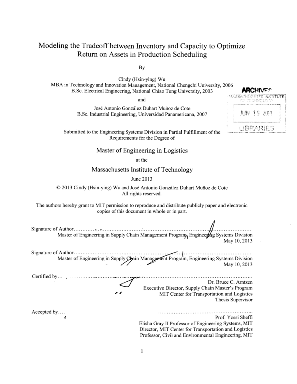 Modeling the Tradeoff Between Inventory and Capacity to Optimize Return on Assets in Production Scheduling