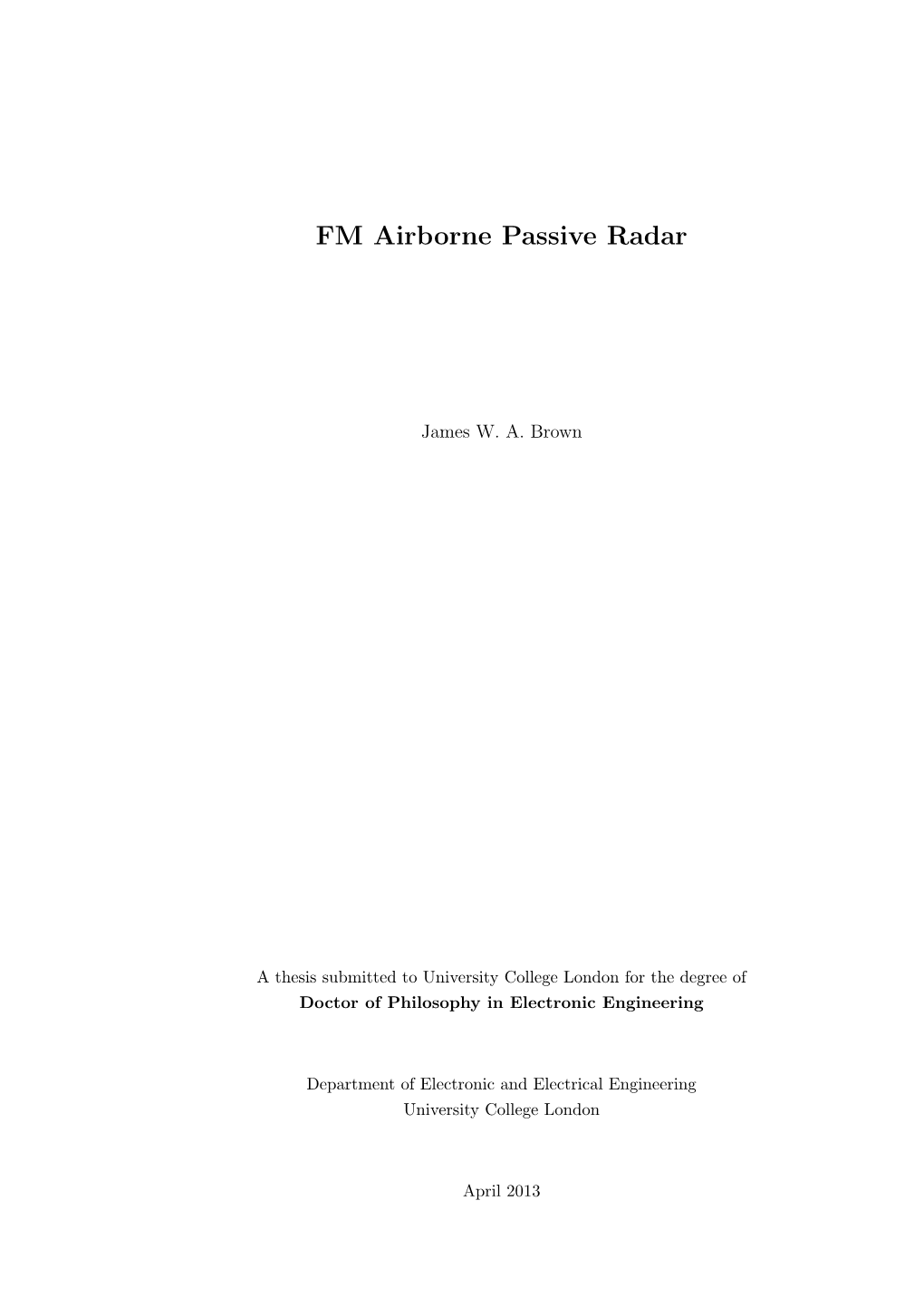 FM Airborne Passive Radar
