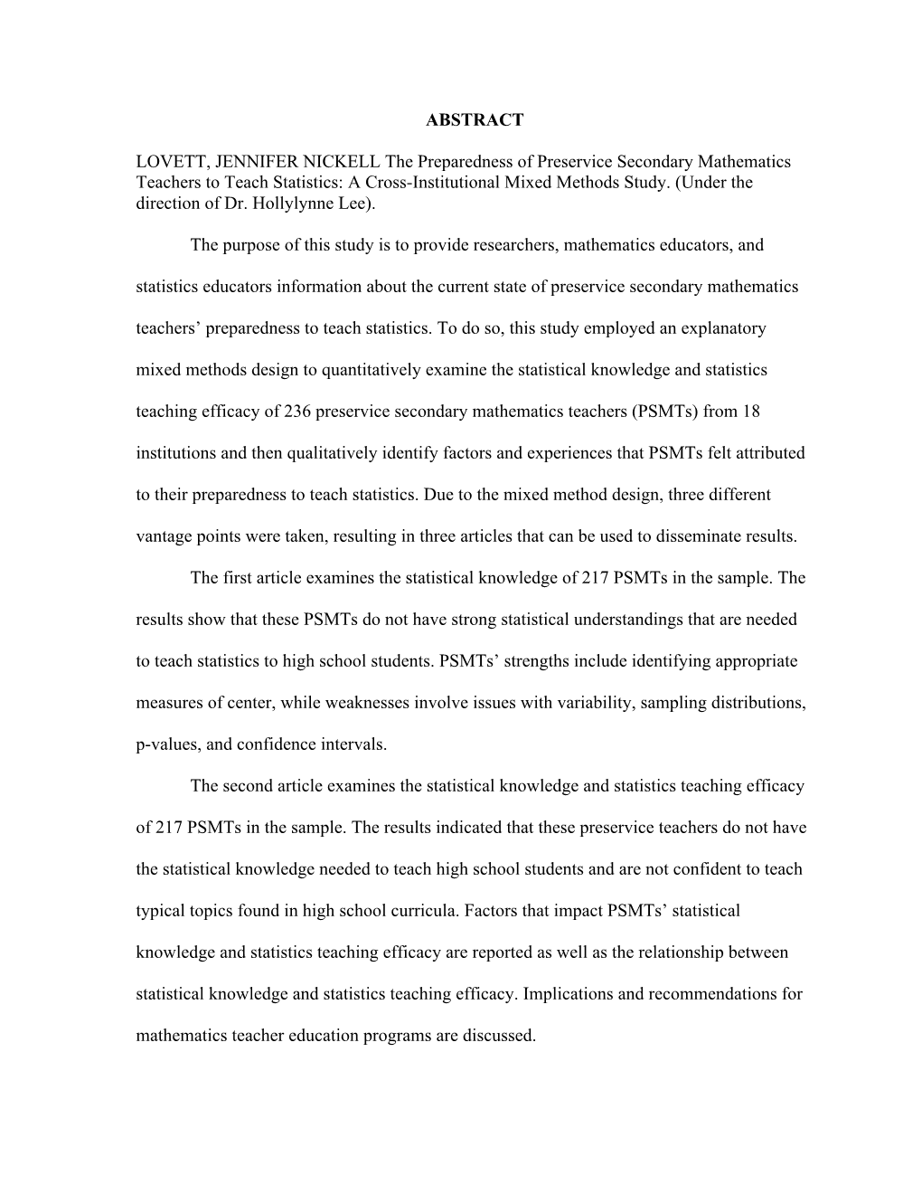 Abstract Lovett, Jennifer Nickell