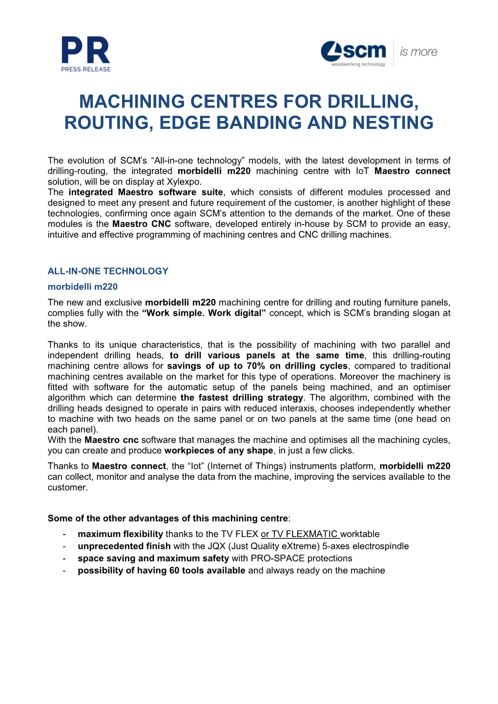 Machining Centres for Drilling, Routing, Edge Banding and Nesting