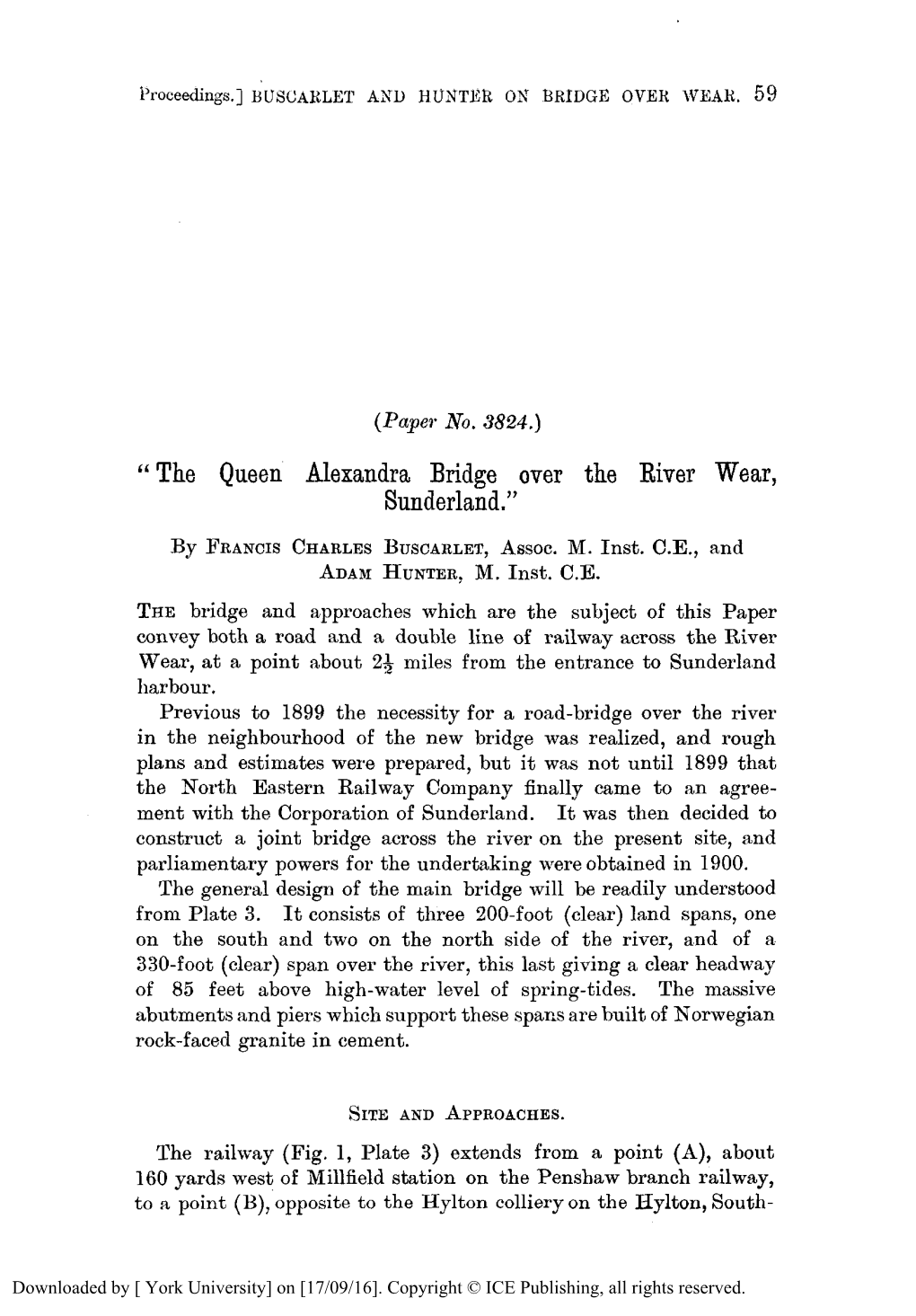 Queen Alexandra Bridge Over the River Wear, Sunderland." by FRANCISCHARLES BUSCARLET, Assoc