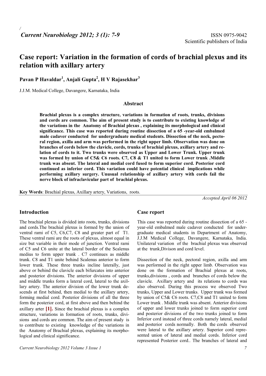 Variation In The Formation Of Cords Of Brachial Plexus And Its Relation