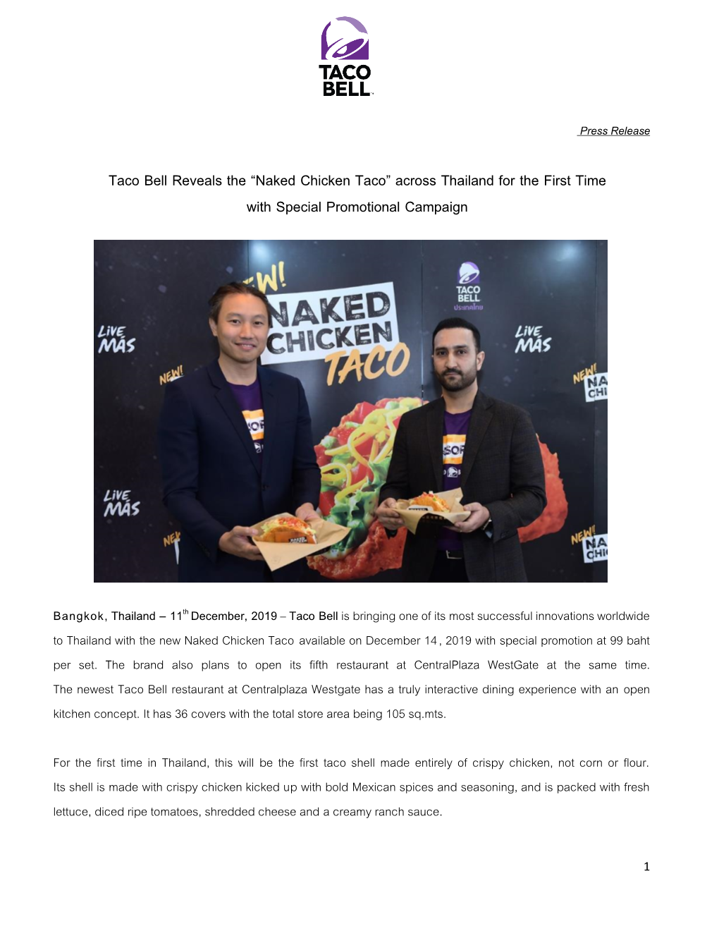 Taco Bell Reveals The Naked Chicken Taco Across Thailand For The