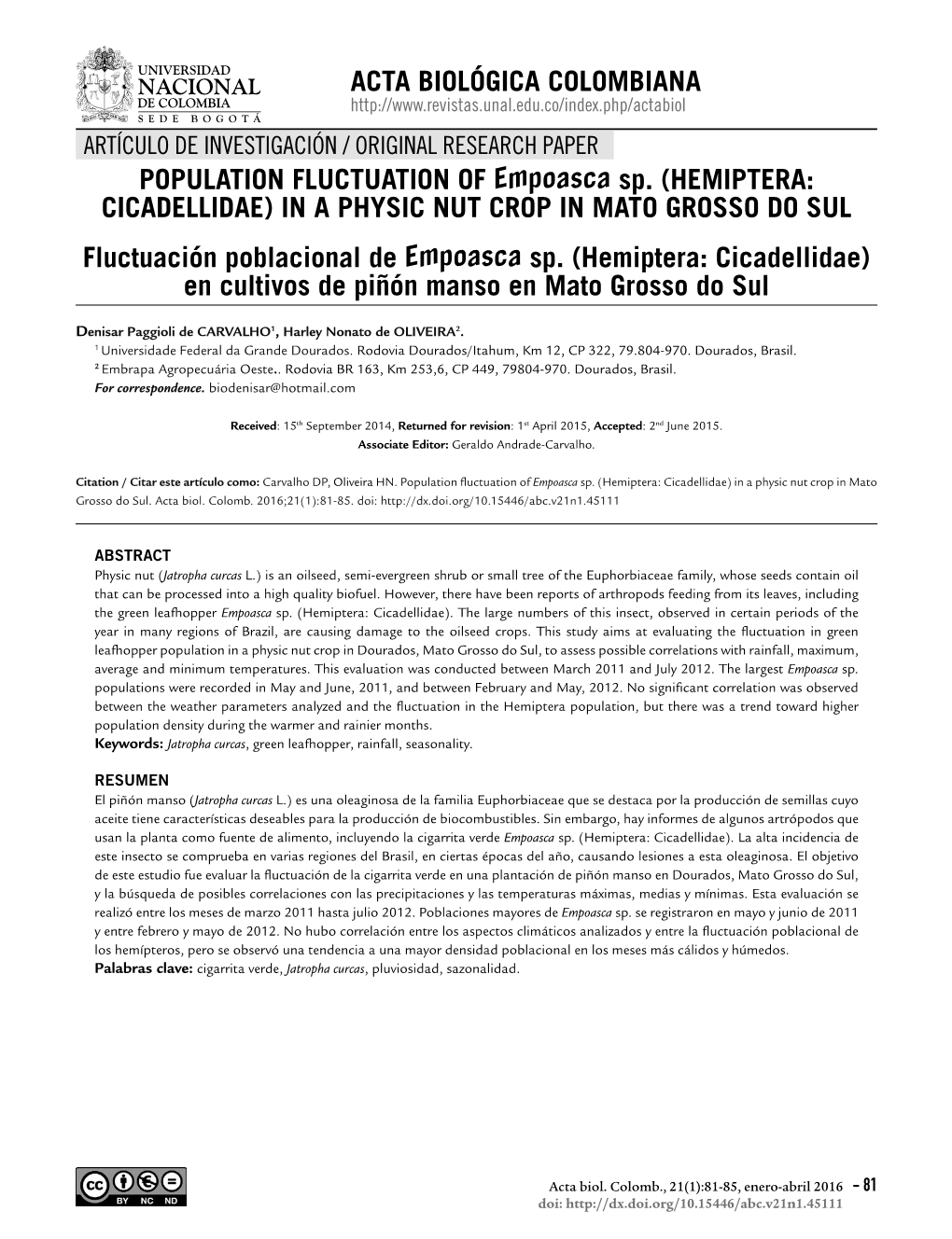 Population Fluctuation Of Empoasca Sp Hemiptera Cicadellidae In A