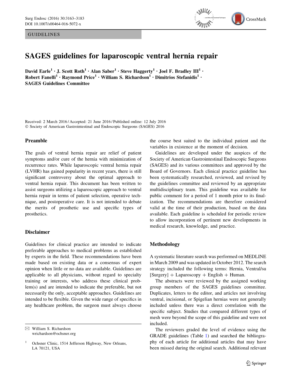 Sages Guidelines For Laparoscopic Ventral Hernia Repair Docslib