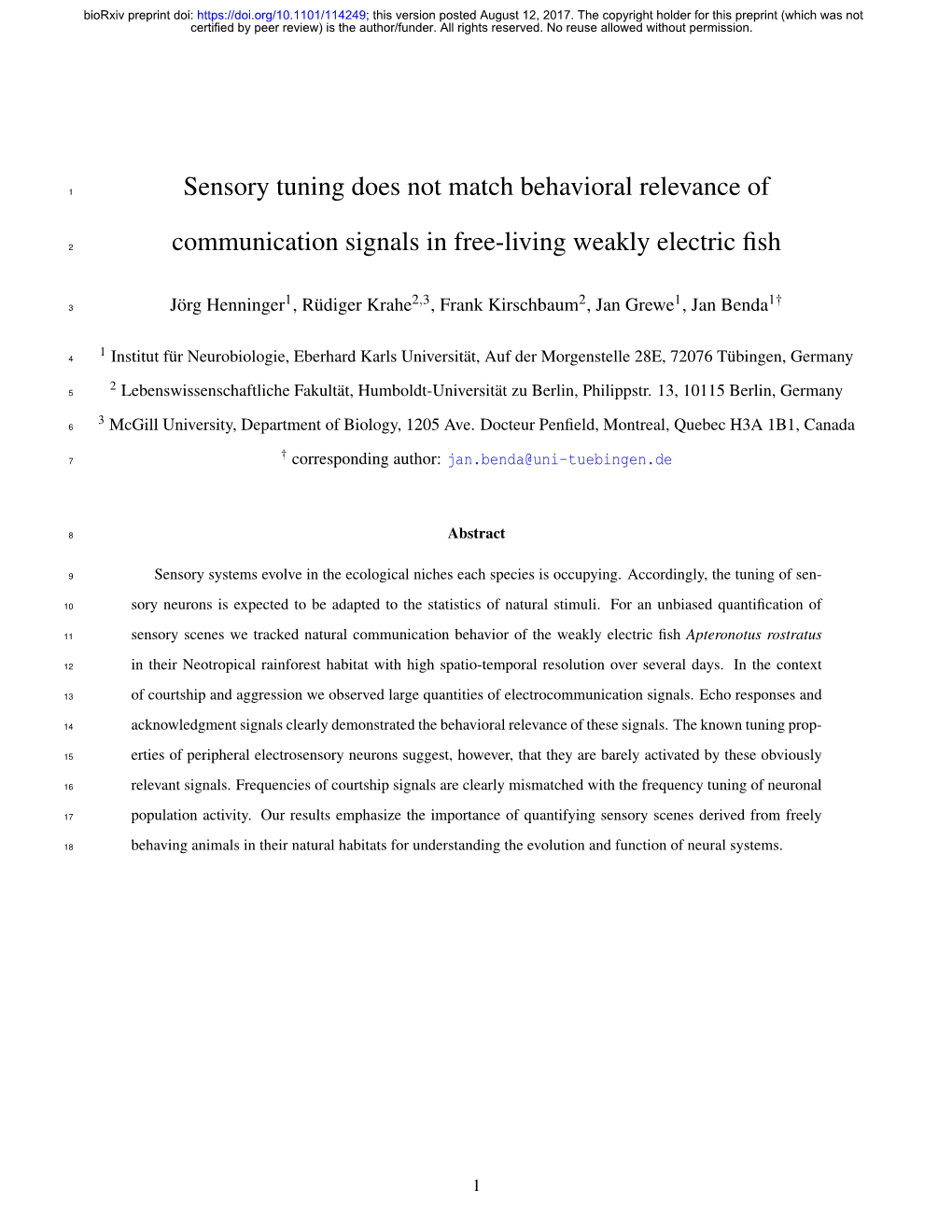 Sensory Tuning Does Not Match Behavioral Relevance Of