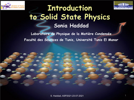 Introduction to Solid State Physics