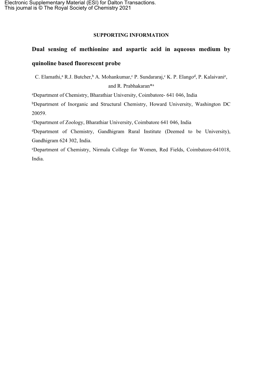 Dual Sensing of Methionine and Aspartic Acid in Aqueous Medium By