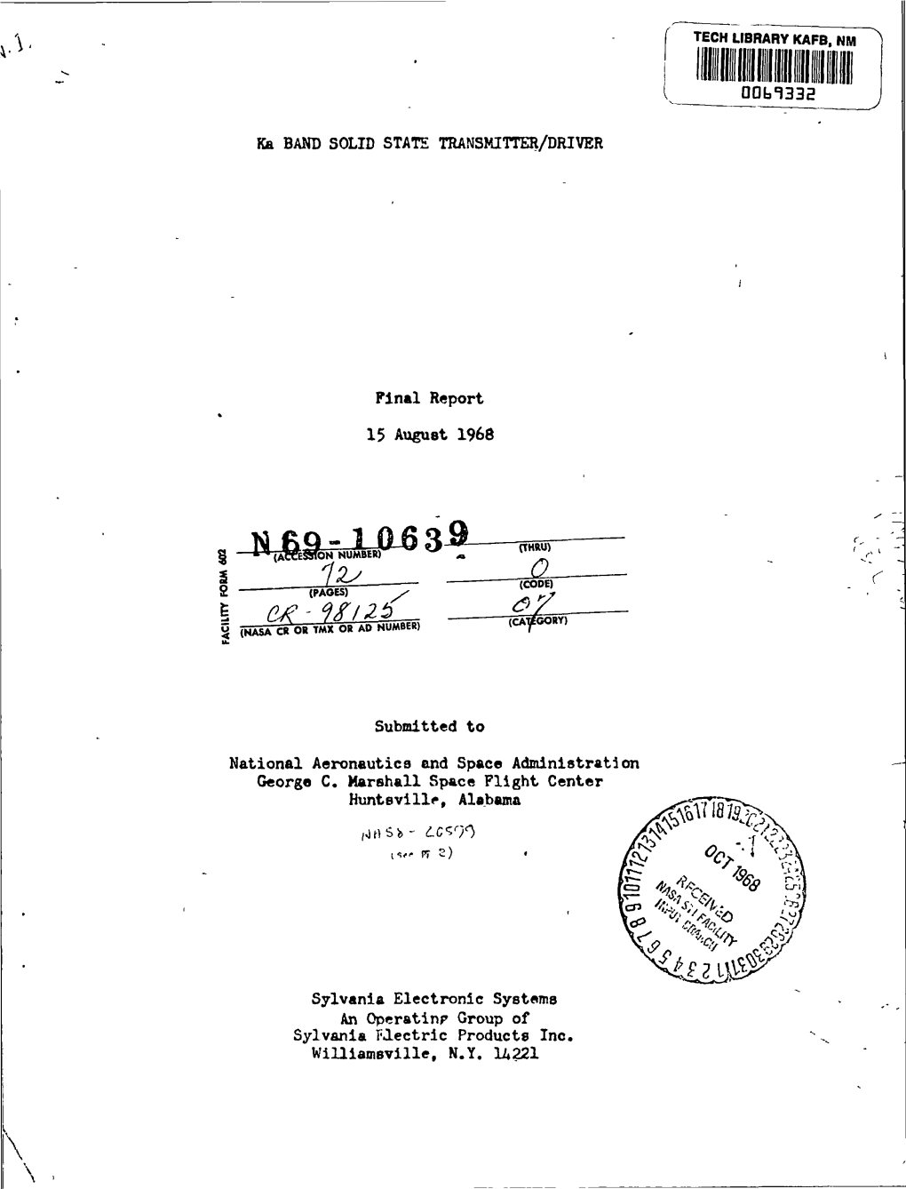 Ka BAND SOLID STATE TRANSMITTER/DRIVER Final