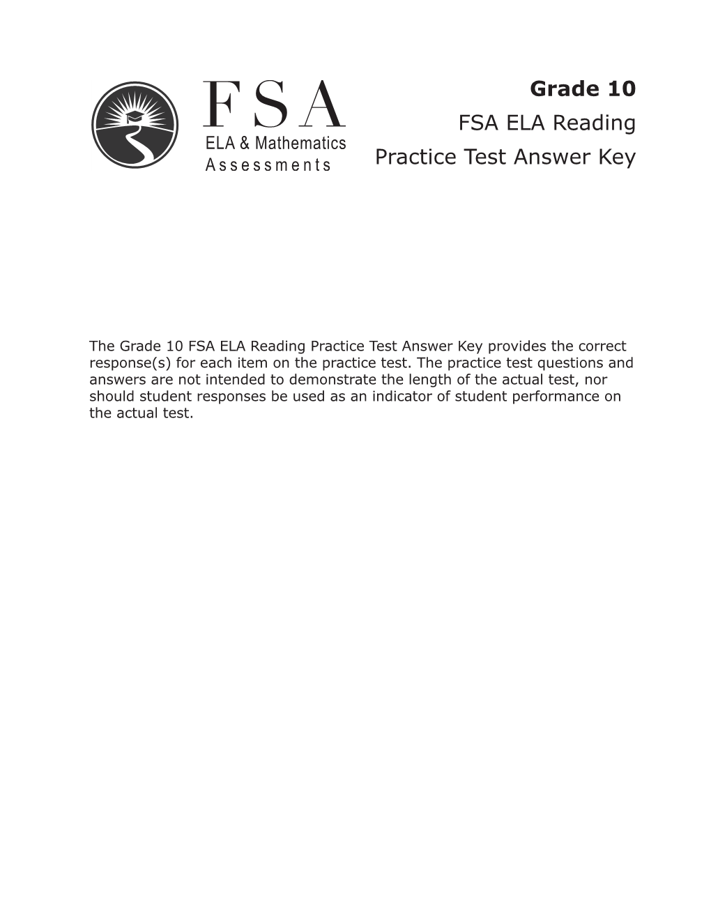 Grade 10 FSA ELA Reading Practice Test Answer Key DocsLib