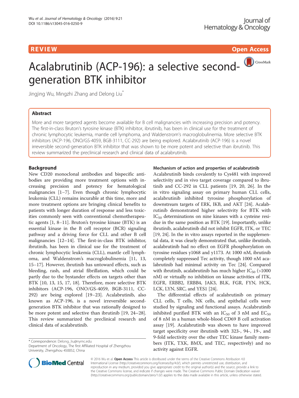 Acalabrutinib ACP 196 A Selective Second Generation BTK Inhibitor