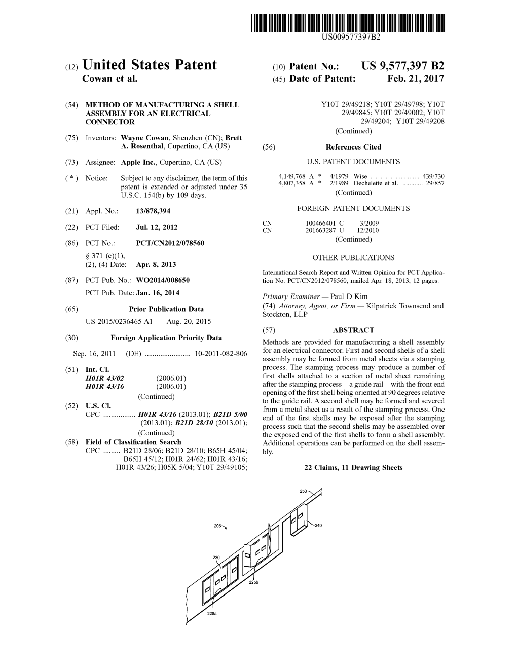(12) United States Patent (10) Patent No.: US 9,577,397 B2 Cowan Et Al
