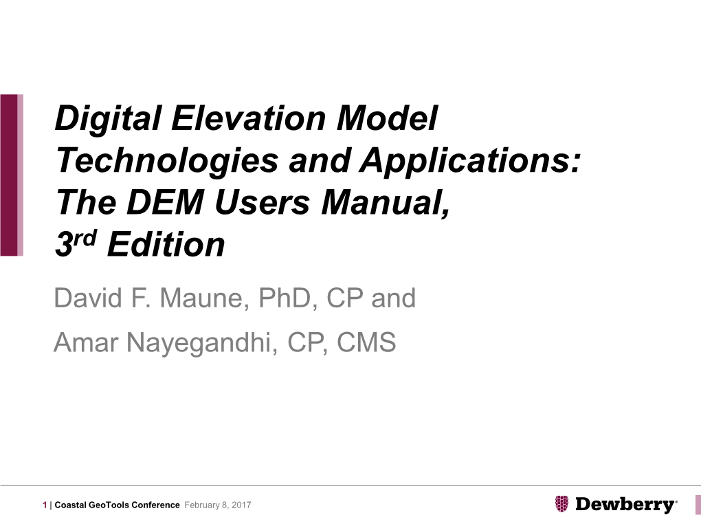 Digital Elevation Model Technologies And Applications The Dem Users Manual Rd Edition David F