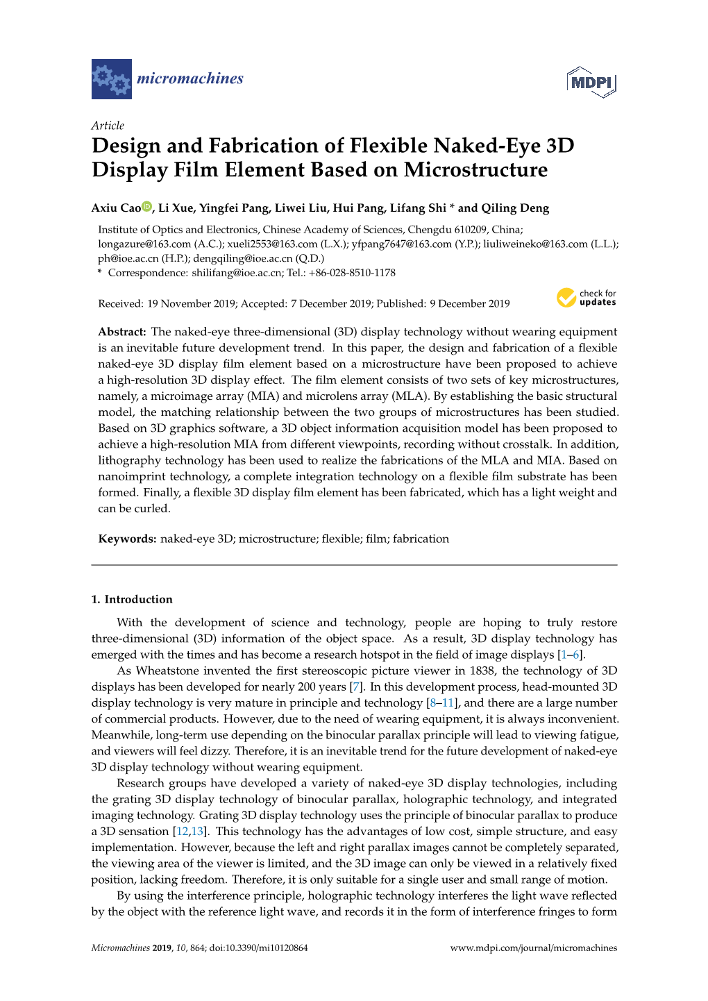 Design And Fabrication Of Flexible Naked Eye D Display Film Element