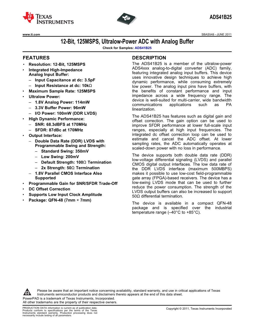 Bit Msps Ultra Low Power Adc With Analog Buffer Datasheet Docslib