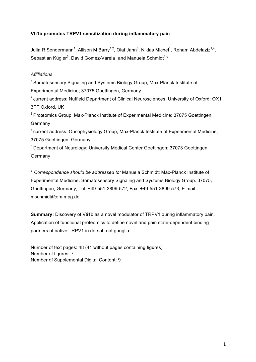 Vti1b Promotes TRPV1 Sensitization During Inflammatory Pain