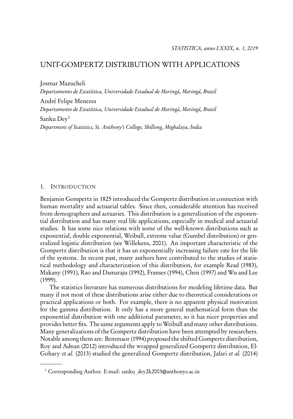 Unit-Gompertz Distribution with Applications