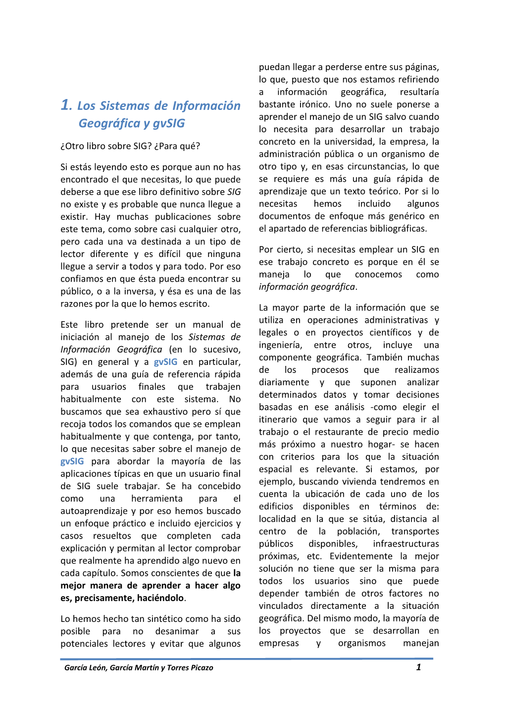 1. Los Sistemas De Información Geográfica Y Gvsig