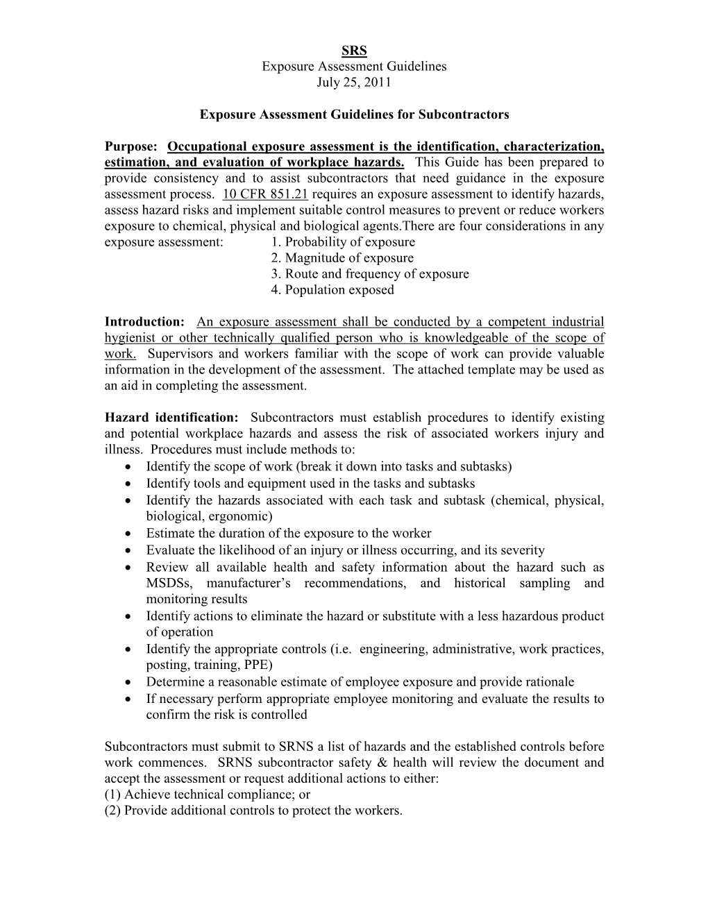 Hazard Assessment Guide