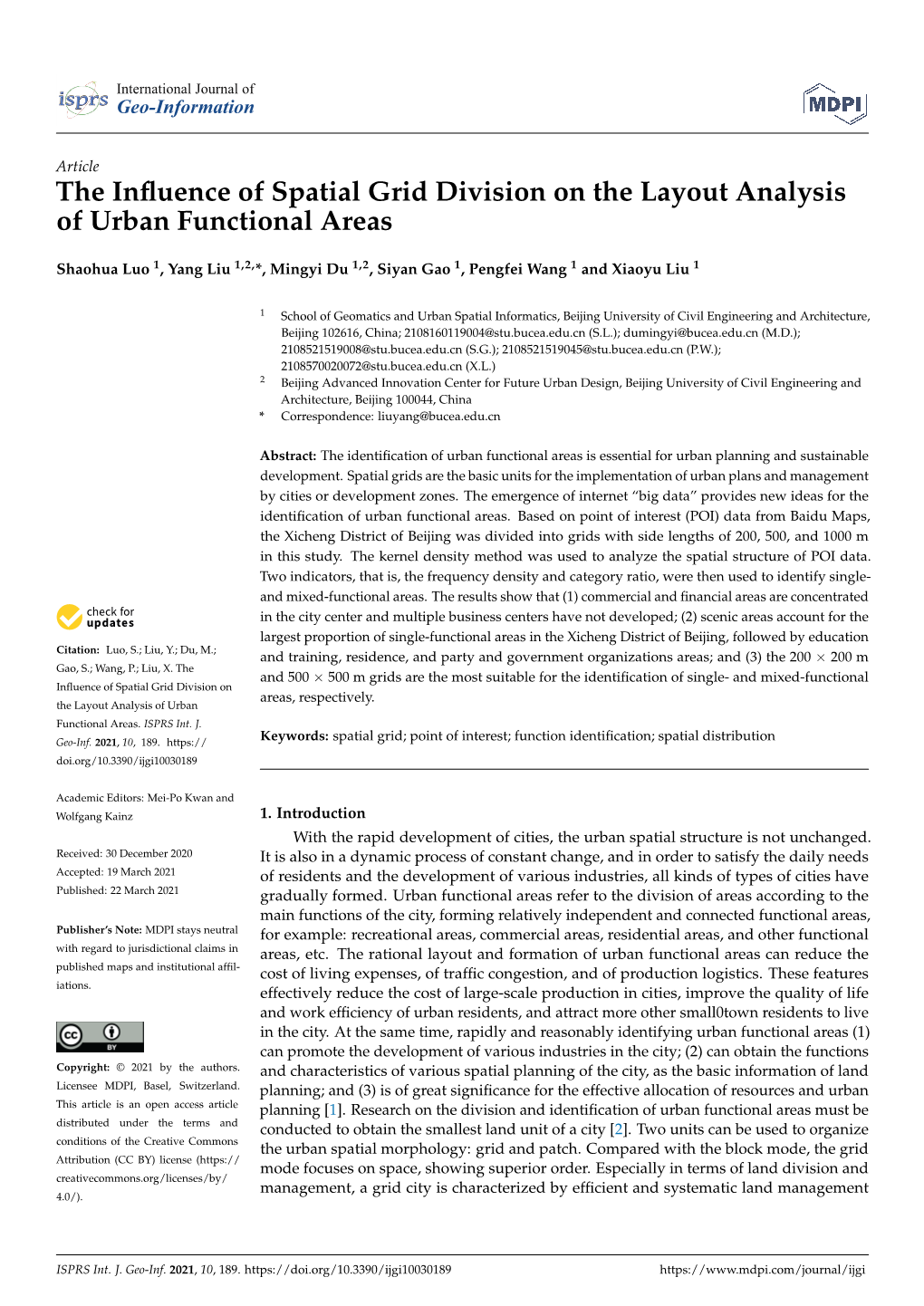The Influence of Spatial Grid Division on the Layout Analysis of Urban Functional Areas