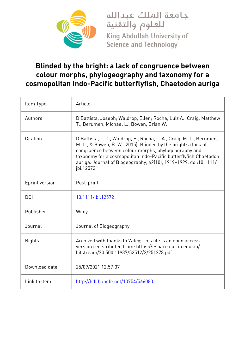 C. Auriga Phylogeography Paper-1.Docx