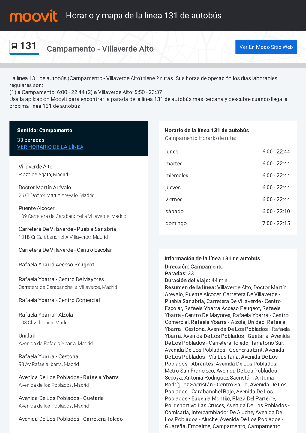 Horario Y Mapa De La L Nea De Autob S Docslib