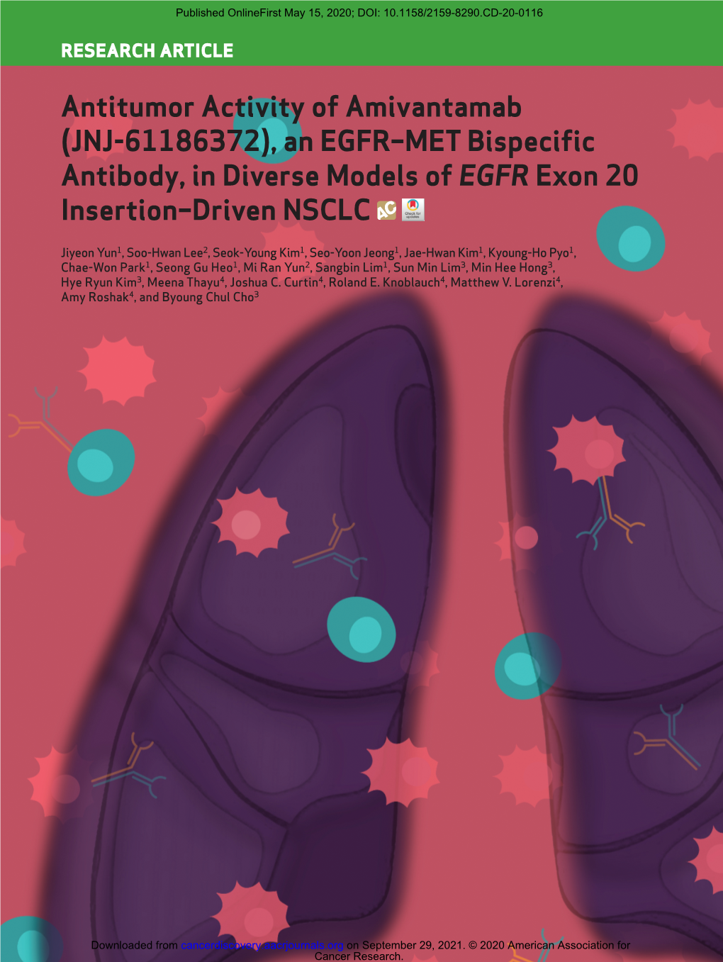 Antitumor Activity Of Amivantamab Jnj An Egfrmet