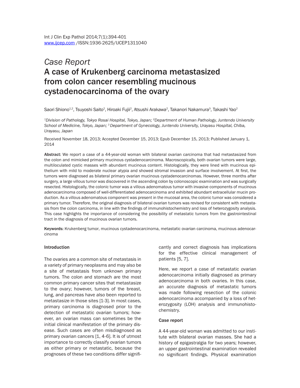 Case Report A Case Of Krukenberg Carcinoma Metastasized From Colon