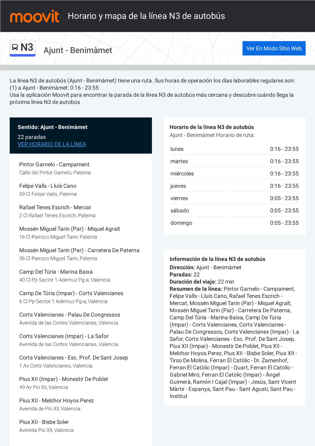 Horario Y Mapa De La Ruta N3 De Autobús DocsLib